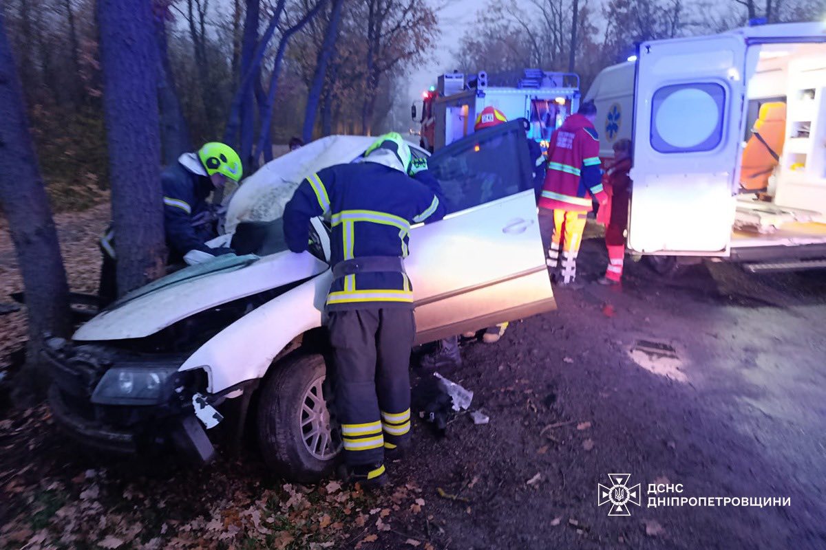 На Днепропетровщине легковушка влетела в дерево: есть погибшая и пострадавшая