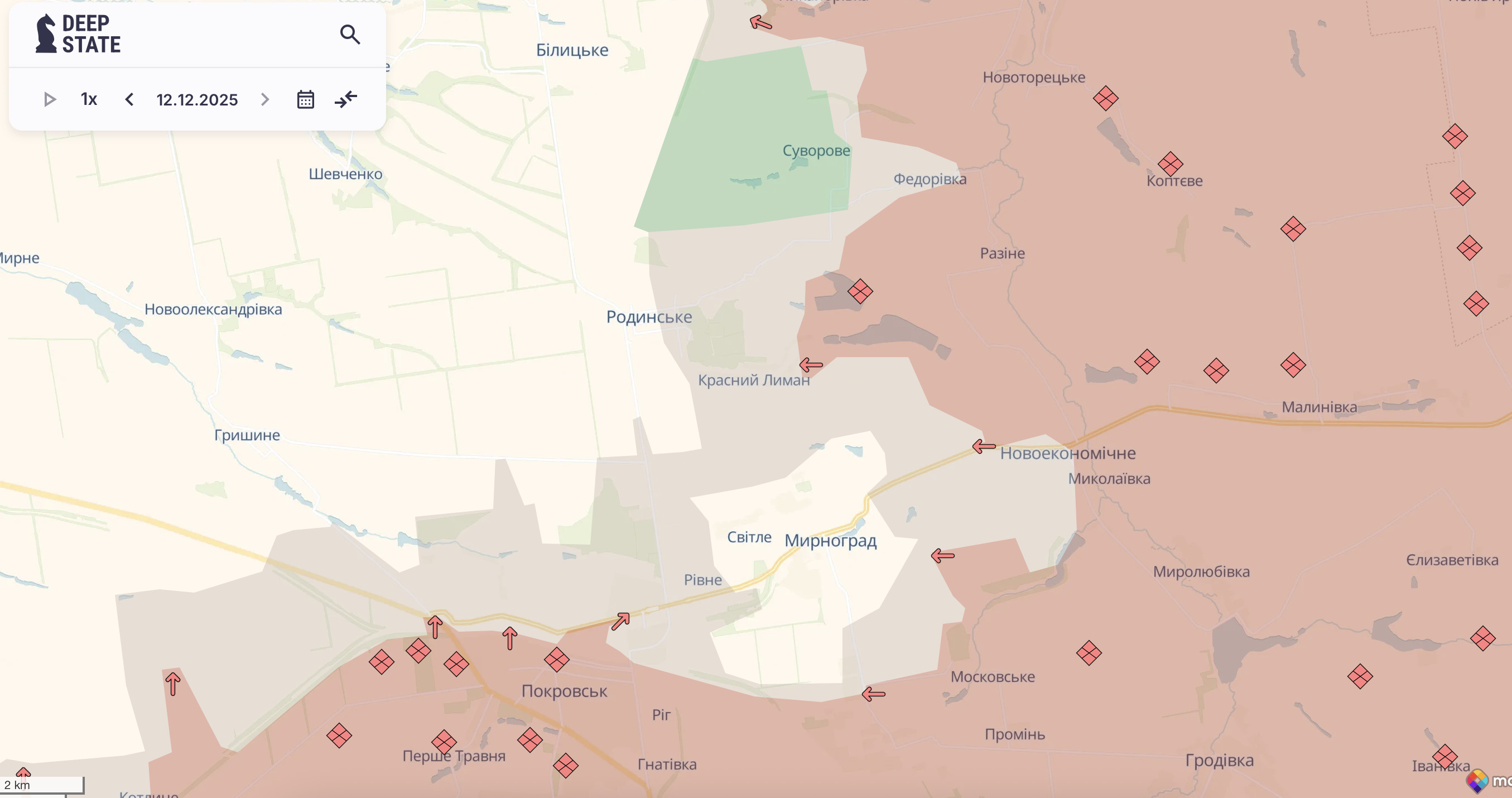 Россияне продвинулись возле Мирнограда