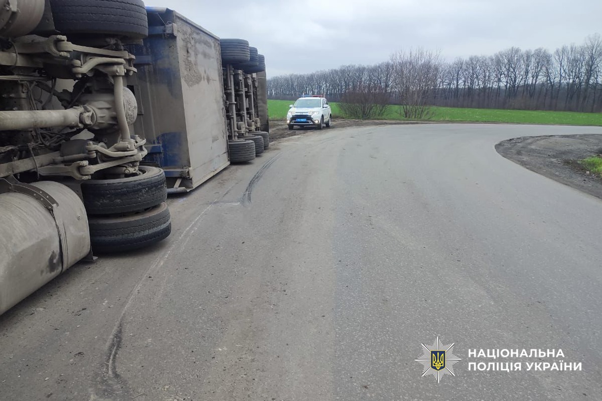 На Черкащині перекинулась вантажівка зі свинями
