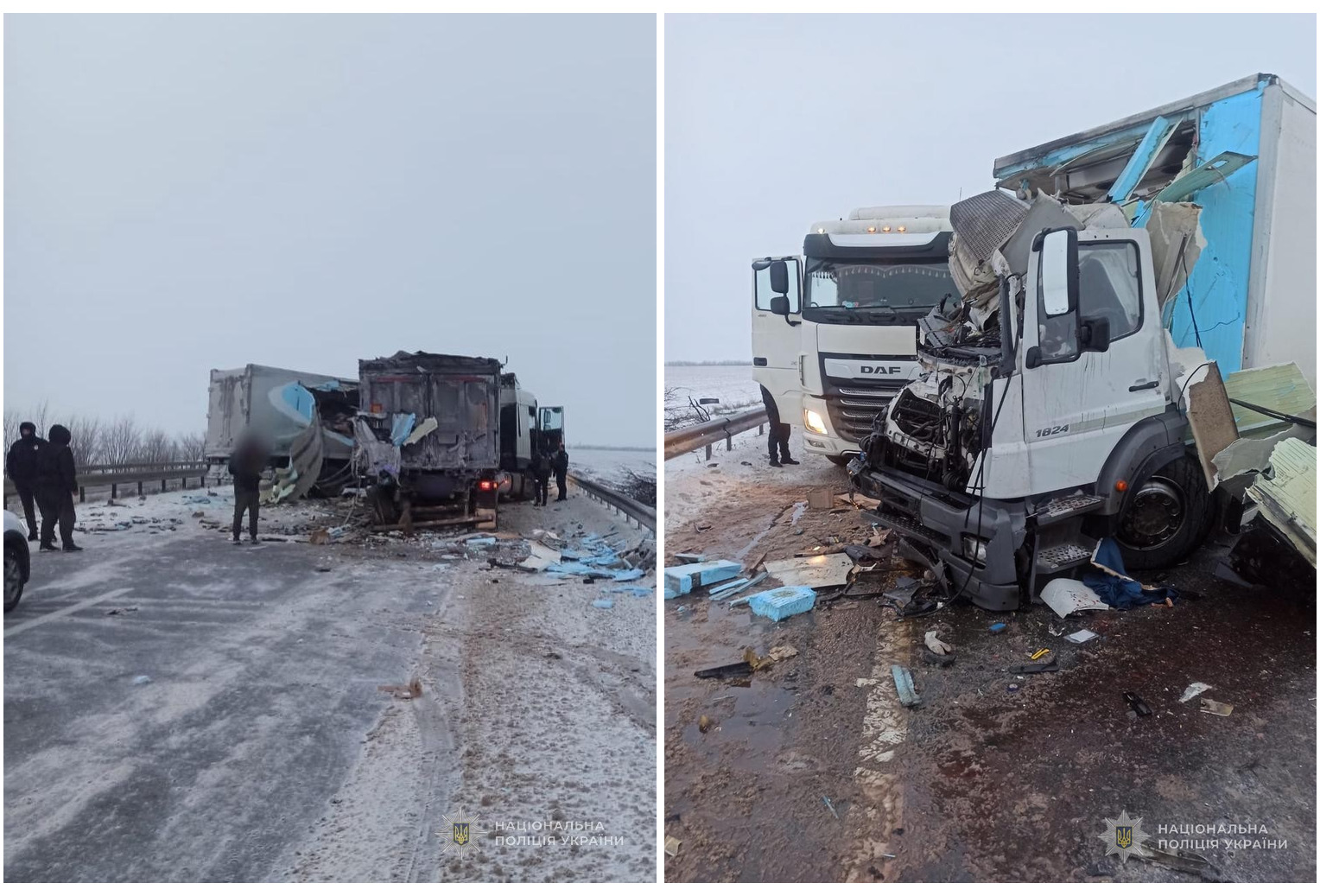 На Одещині зіткнулися дві вантажівки: рух транспорту обмежений