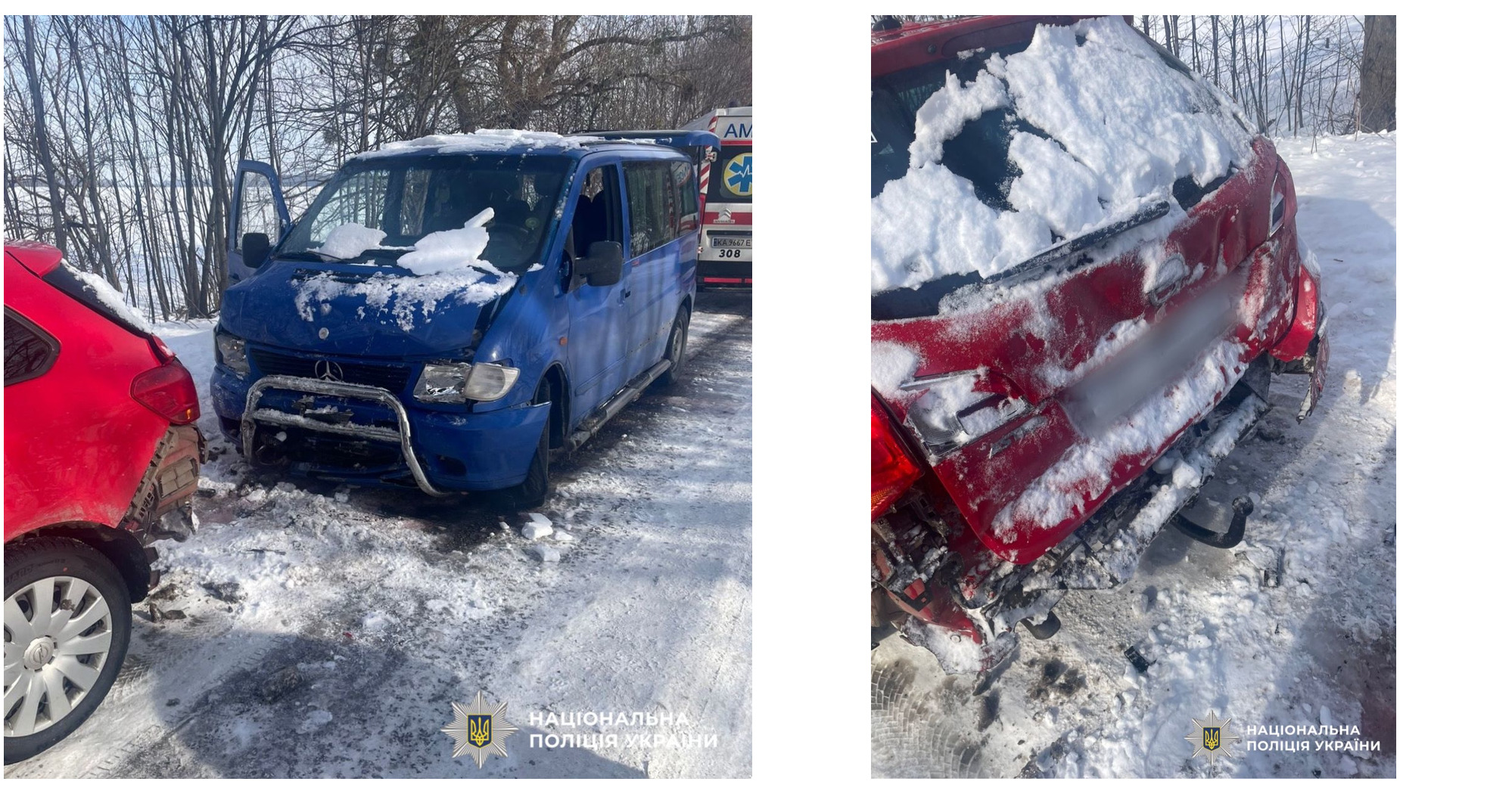 В Киевской области Mercedes влетел в припаркованный автомобиль: есть пострадавший